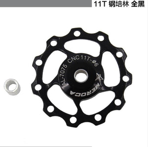 Open image in slideshow, Mountain bike road bike 11T 13T aluminum Jockey Wheel Rear Derailleur Pulley metal bearing guide pulley bearing
